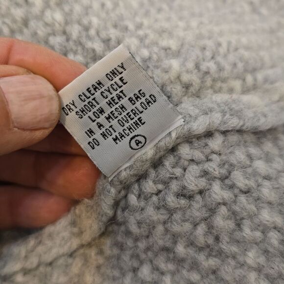 Nili Lotan Turtleneck Alpaca Merino Wool Seed Stitch Cape Poncho Heather Grey S - Picture 9 of 9